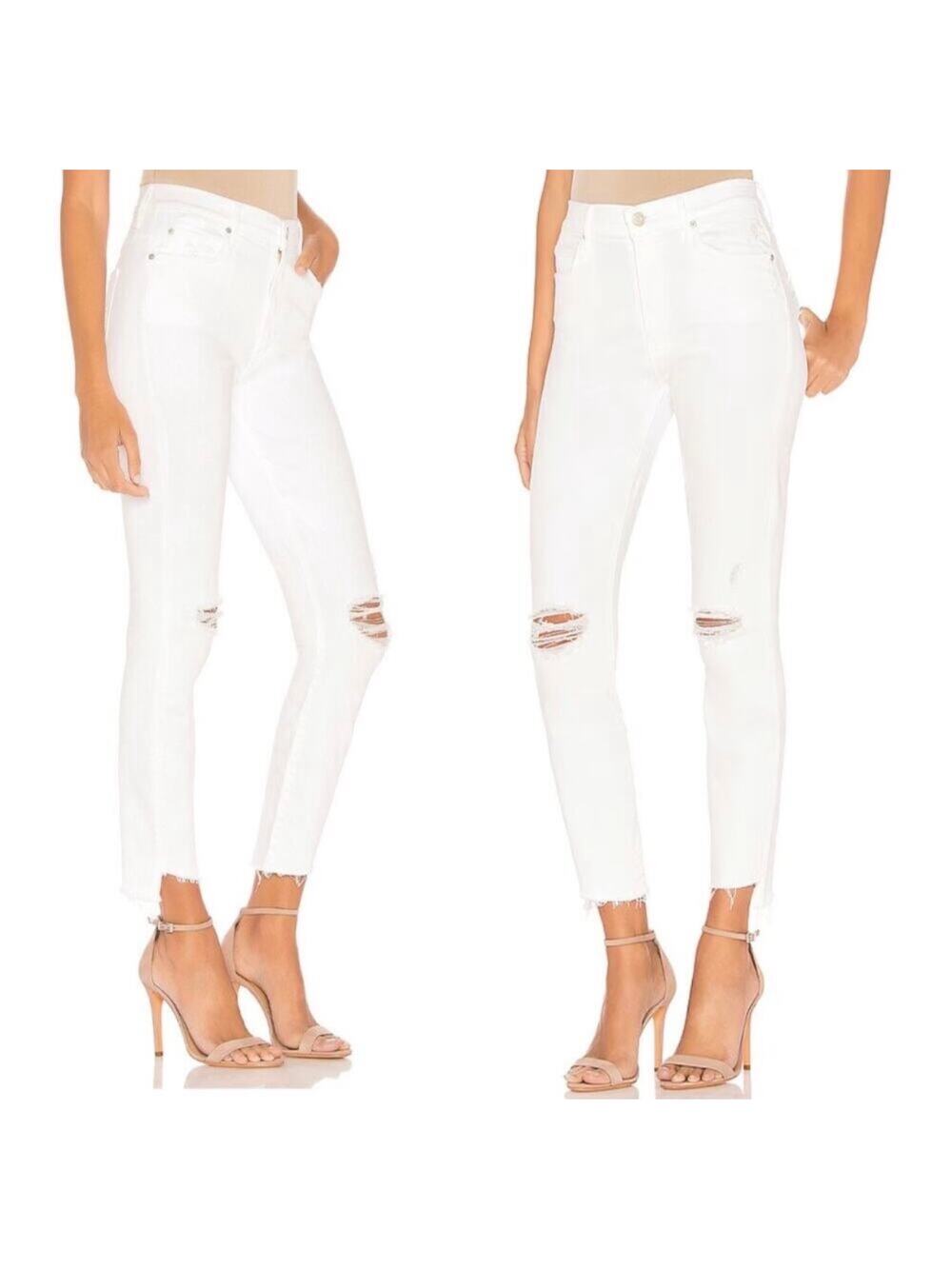 Mother The Stunner Ankle Fray Jeans White Size 25